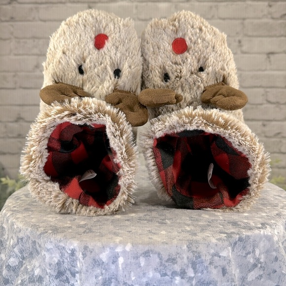 Wondershop Brown Furry Reindeer High-Top Slippers - Toddler Boys 7/8❄️Like New - Picture 6 of 9